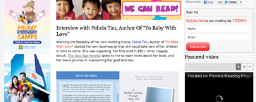 1st Publicity of To Baby With Love Book – TheNewAgeParents.com (Online)